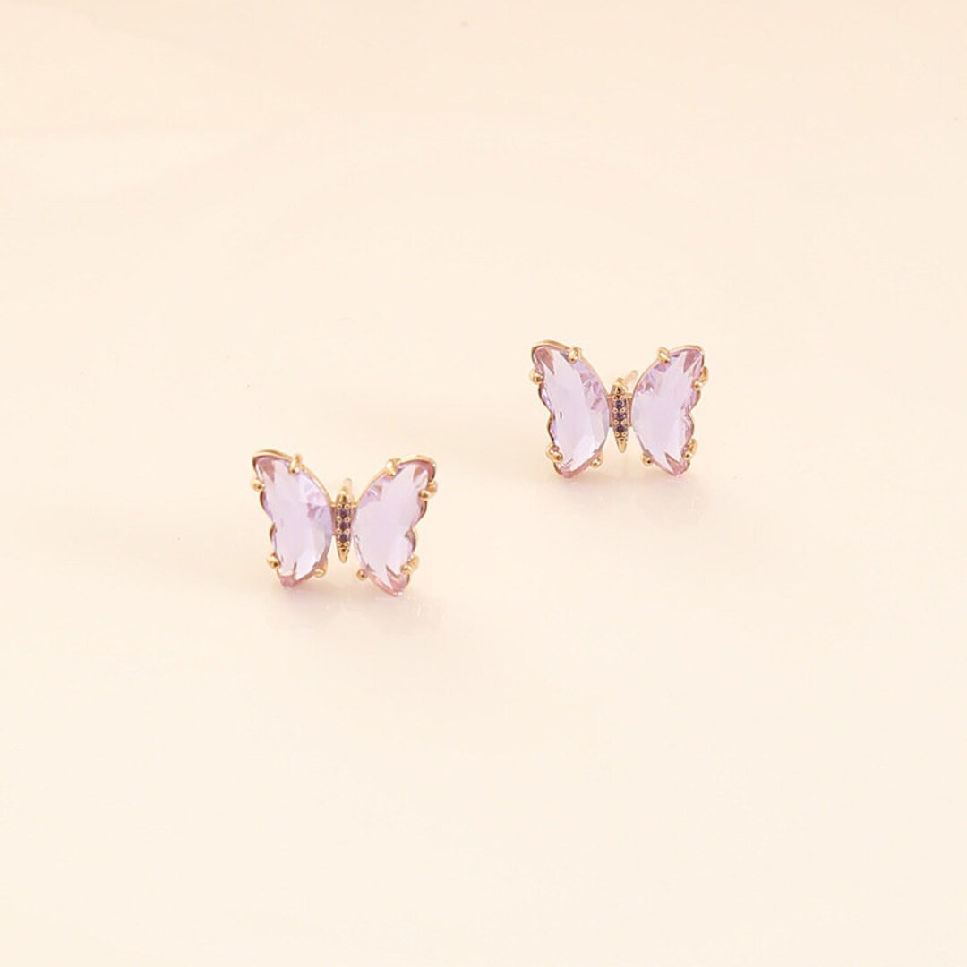 Crystal Butterfly Earrings Butterfly Stud Earrings Colorful - Etsy