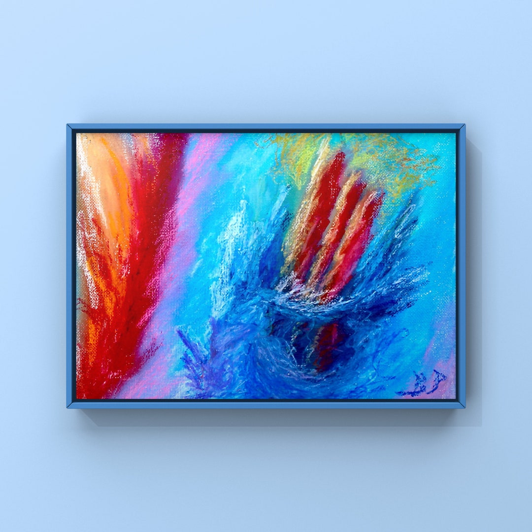 Blue and Red Abstract Painting Art Print, Cheap Abstract Art, Abstract