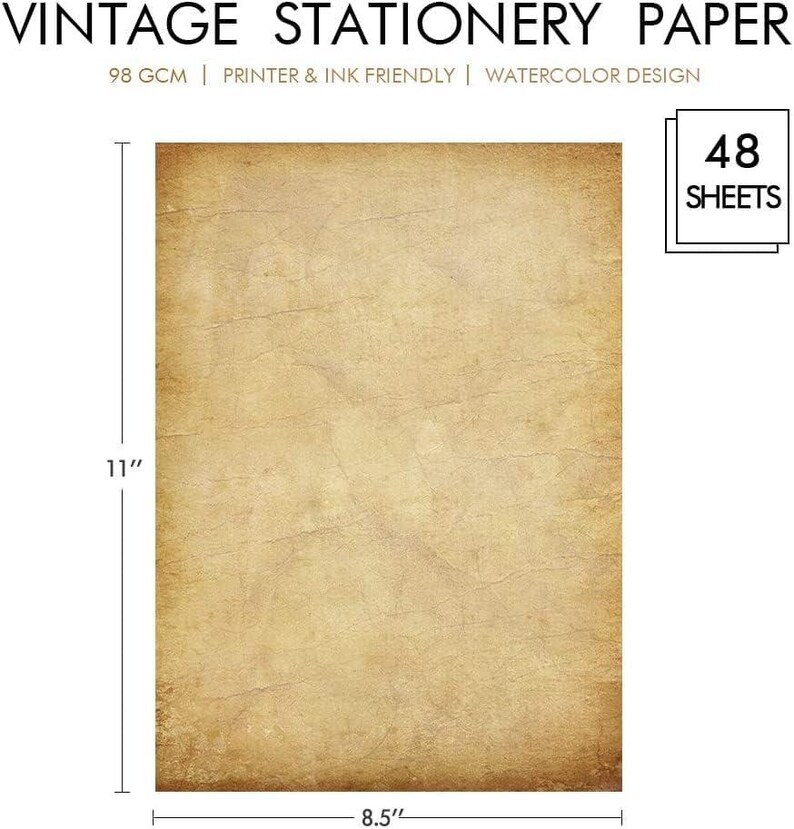Aazon.co: 50 Sheets Vintage Paper, Antique Stationery Paper For Writing And Printing, Double - View #8