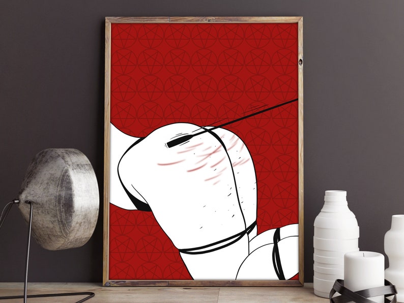 Shibari Art Kinky Satanic Print | Red \ Pink | Erotic Poster Bdsm Furniture 