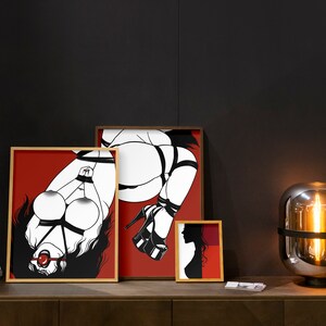 Plus Size Shibari Art Print | Erotic Red Bondage Poster image 5