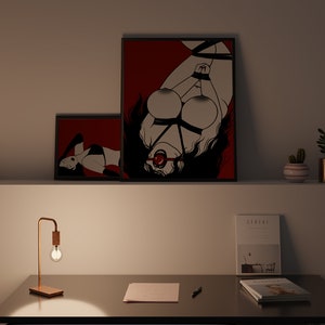 Plus Size Shibari Art Print | Erotic Red Bondage Poster image 6