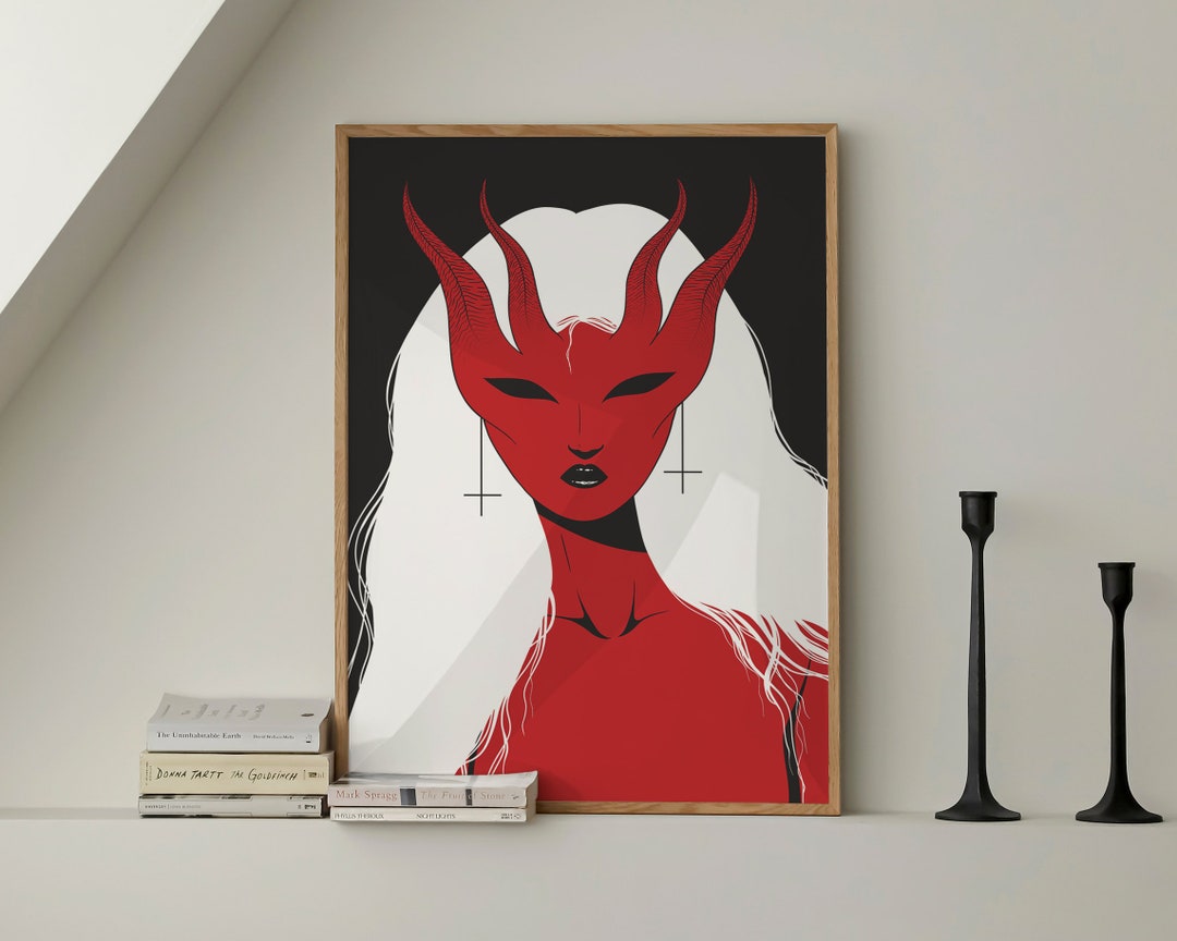 Satanic Minimalist Red Black Gothic Goth Occult Demon Witchy Art Print