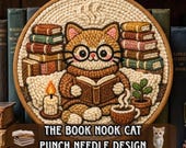 Cat Punch Needle Pattern – DIY Embroidery Template for Book Nook & Shelf Decor (PDF)
