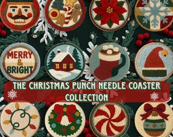 Christmas Punch Needle Pattern | Holiday Embroidery DIY (PDF) Coaster ...