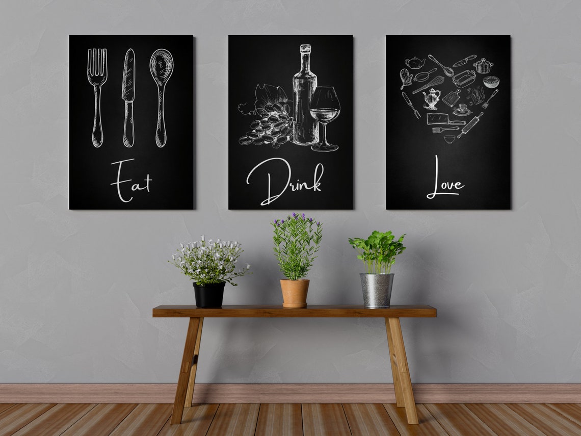 Printable Kitchen Wall Art Set of 3 Kitchen Prints Food - Etsy India