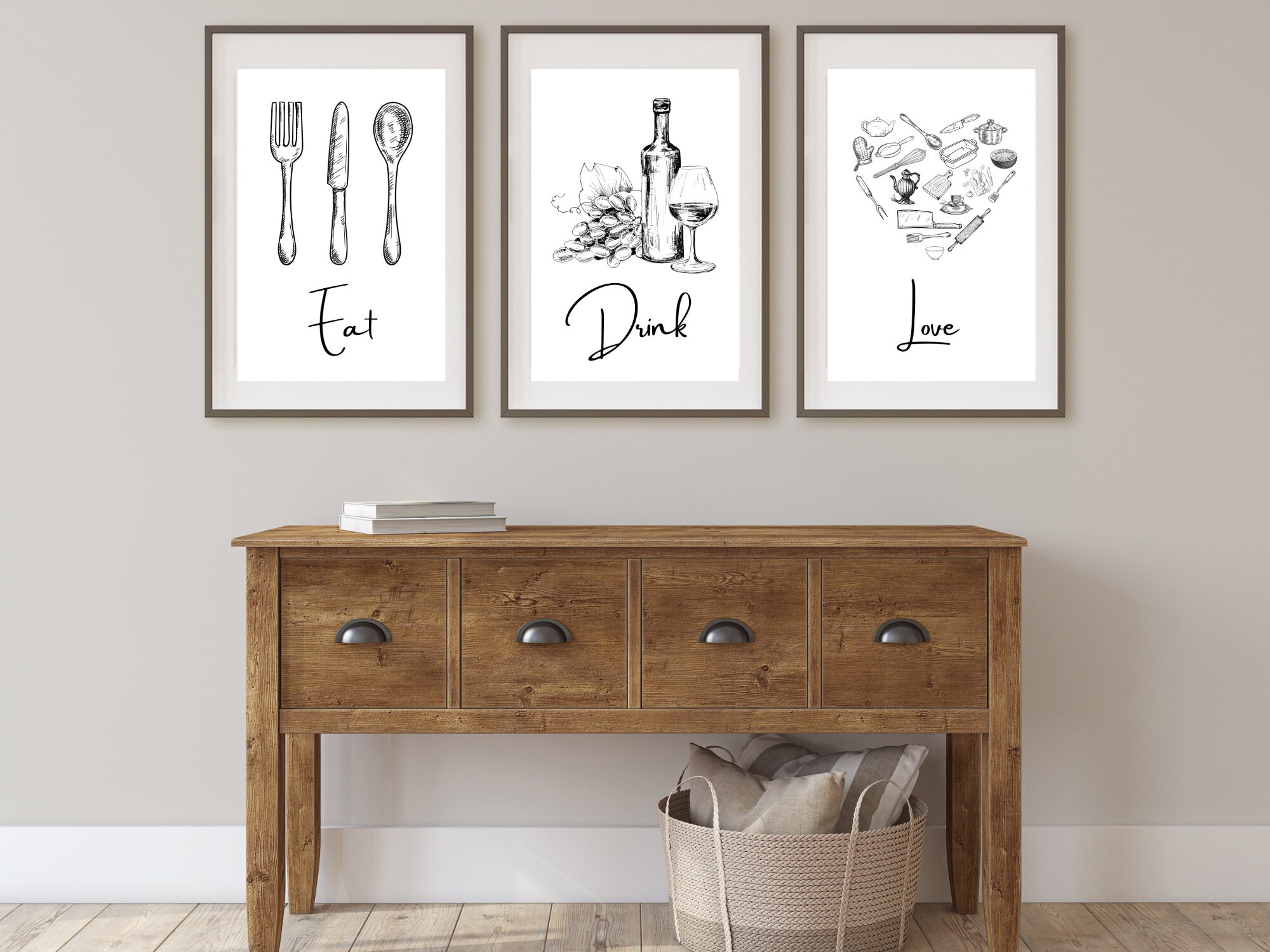 kitchen print set of 300+ prints kitchen wall art... Printable Kitchen Wall Art - Set of 3 Kitchen Prints, Food Drink Print ...