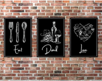 Black Kitchen Art | Etsy