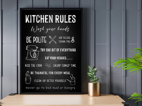 Printable Kitchen Rules Kitchen Poster Kitchen Rules | Etsy