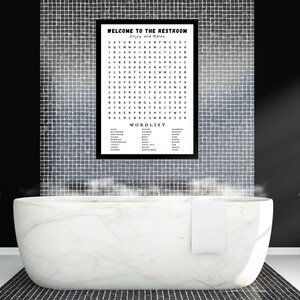 Bathroom Word Search Printable Wall Art Bathroom Wall Decor - Etsy