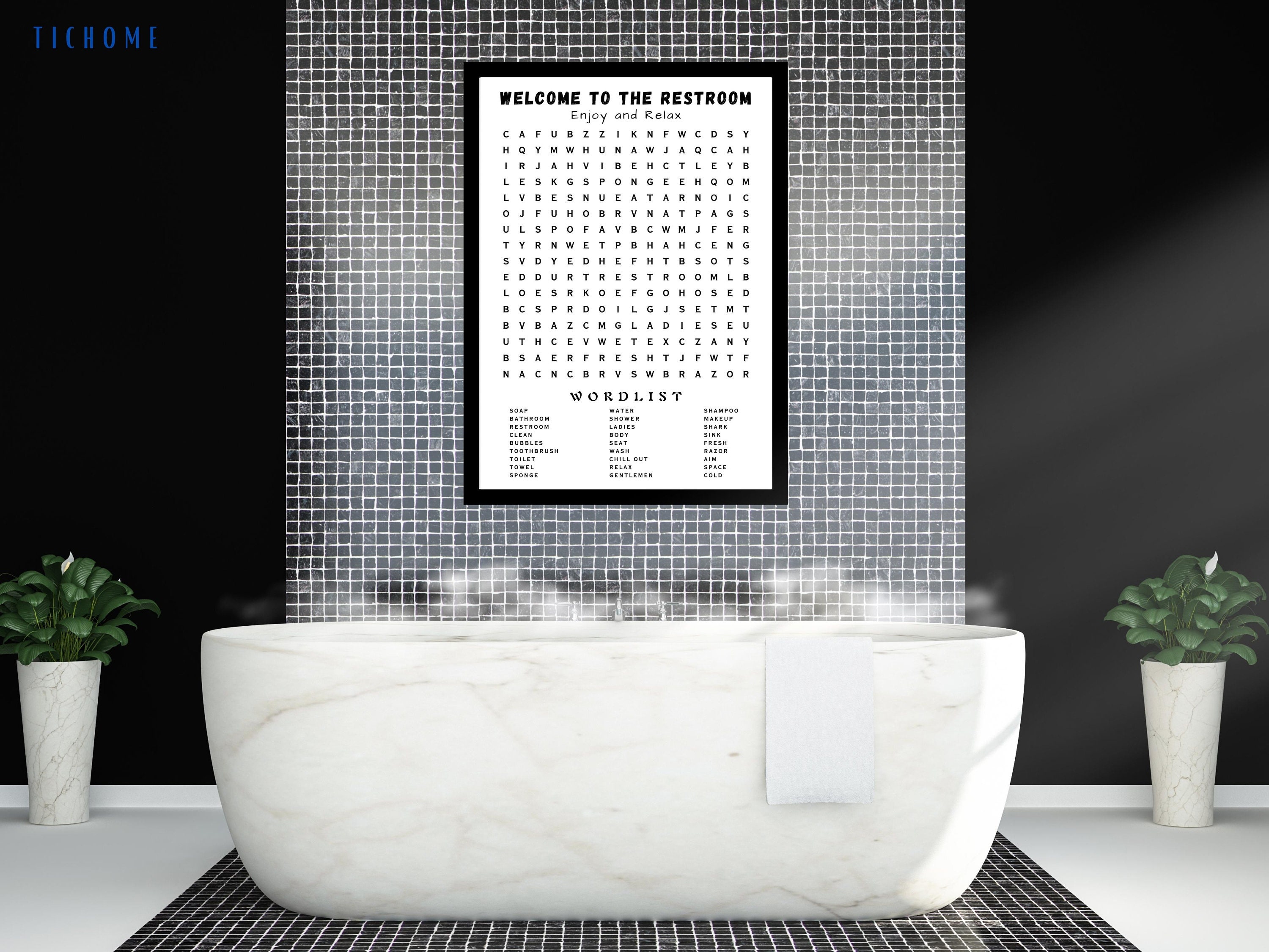 Bathroom Word Search Printable Wall Art Bathroom Wall Decor - Etsy
