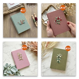 Hand Rabbit Embroidered Notebook, A5 Fabric Journal, Botanical Sketchbook, Nature Lover Gift, Cottagecore Stationery,Gift for Mom
