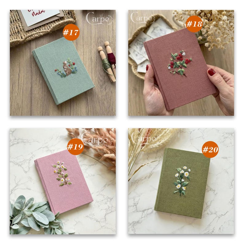 Hand Rabbit Embroidered Notebook, A5 Fabric Journal, Botanical Sketchbook, Nature Lover Gift, Cottagecore Stationery,Gift for Mom