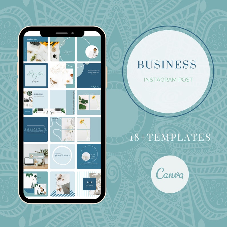 Winter Design Blue Instagram Post Templates Canva Boho Etsy