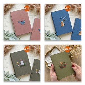 Hand Rabbit Embroidered Notebook, A5 Fabric Journal, Botanical Sketchbook, Nature Lover Gift, Cottagecore Stationery,Gift for Mom