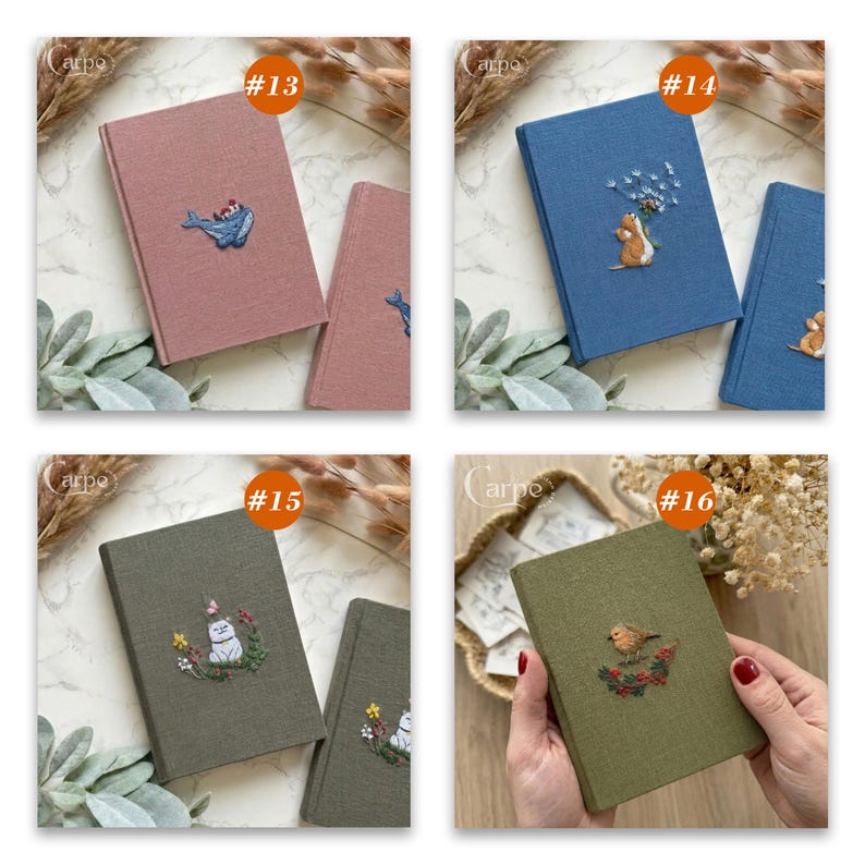 Hand Rabbit Embroidered Notebook, A5 Fabric Journal, Botanical Sketchbook, Nature Lover Gift, Cottagecore Stationery,Gift for Mom