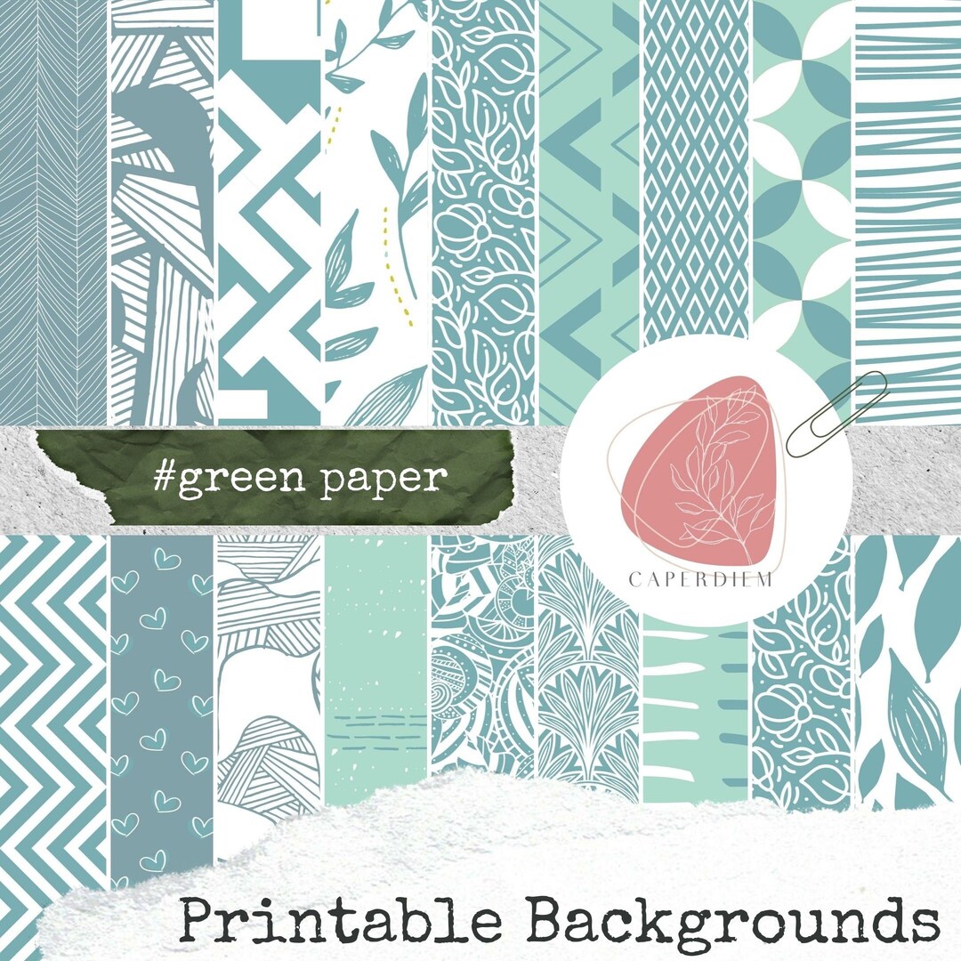 Mint Green Digital Paper Pack Scrapbook Paper Printable Etsy