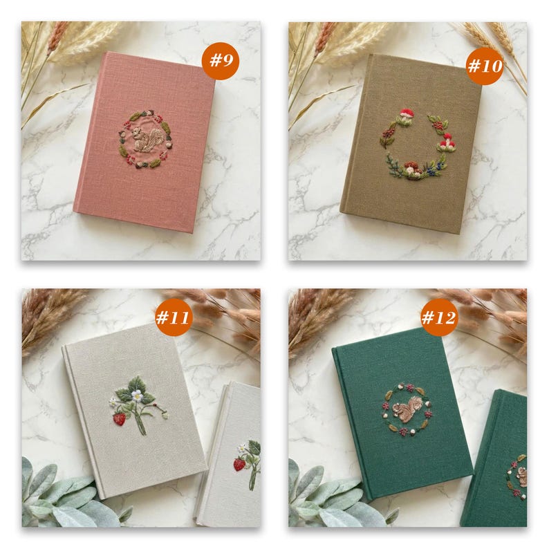 Hand Rabbit Embroidered Notebook, A5 Fabric Journal, Botanical Sketchbook, Nature Lover Gift, Cottagecore Stationery,Gift for Mom