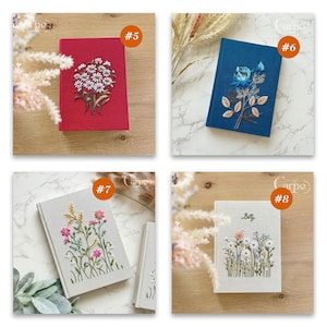 Hand Rabbit Embroidered Notebook, A5 Fabric Journal, Botanical Sketchbook, Nature Lover Gift, Cottagecore Stationery,Gift for Mom