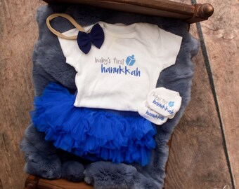 Baby's 1st Hanukkah Dreidel Bodysuit/Outfit, Unique Baby Shower or Newborn Mom Gift to Celebrate the Holiday Milestone with a Cute Keepsake