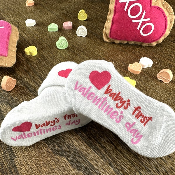 Baby's First Valentine's Day Heart Socks|Adorable Milestone Keepsake for New Moms| Unique Gender-Neutral Baby Shower Gift or Holiday Present