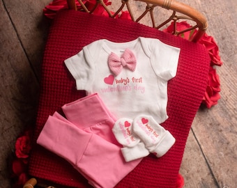 Baby's 1st Valentine's Day Heart Bodysuit (ONLY), Milestone Keepsake for New Moms, Unique Gender Neutral Baby Shower Gift or Holiday Present