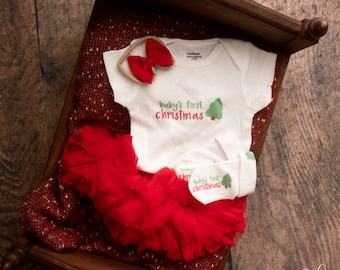 Baby's 1st Christmas Tree Bodysuit (only), Unique Baby Shower or Newborn Mom Gift to Celebrate the Holiday Milestone with a Cute Keepsake