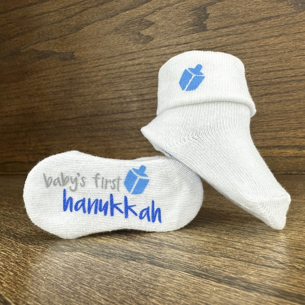 Unique Baby's First Hanukkah Socks- Baby Shower Gift- Jewish Infant Holiday Clothes- Gender Neutral Present- Hebrew Festival of Lights