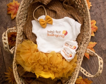Baby's 1st Thanksgiving Bodysuit (Only), Milestone Holiday Photo Prop Keepsake, New Mom or Baby Shower Gift, Gender Neutral Infant Clothes