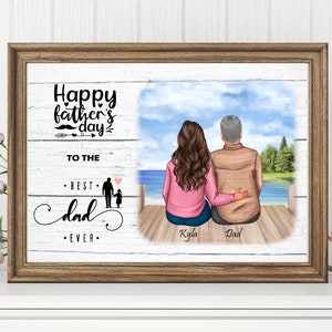 Personalisiertes Vatertagsgeschenk für Papa, Vater und KinderTöchter Wandkunst Illustration, Personalisierter Papa und Kinder Druck, Vatertagsgeschenk