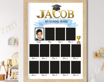 Stampa personalizzata con nome per gli anni scolastici dalla scuola materna alla dodicesima classe, mini espositore fotografico, poster personalizzato dei miei anni scolastici, mini foto per la scuola primaria