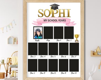 K-12th Grade School Years Print Personalized with Name, Mini Photo Display, My School Years Personalised Poster, Mini Photos Primary School