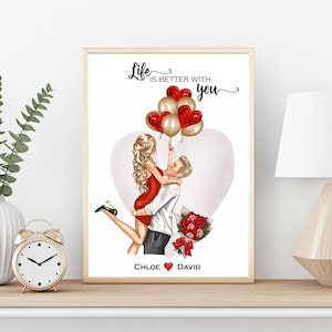 Personalised Couple Print, Couples Gift, Gift for Him, Boyfriend Print, Customised Couple Gift, , Anniversary Gift, Valentine day gift