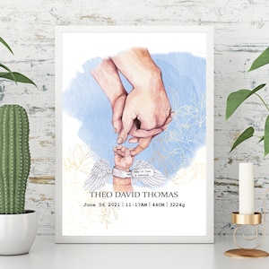 Angel Baby Birth Details print , Nursery Wall Art , Impresión personalizada personalizada , Regalo , Decoración de la habitación del bebé , aborto espontáneo conmemorativo recién nacido
