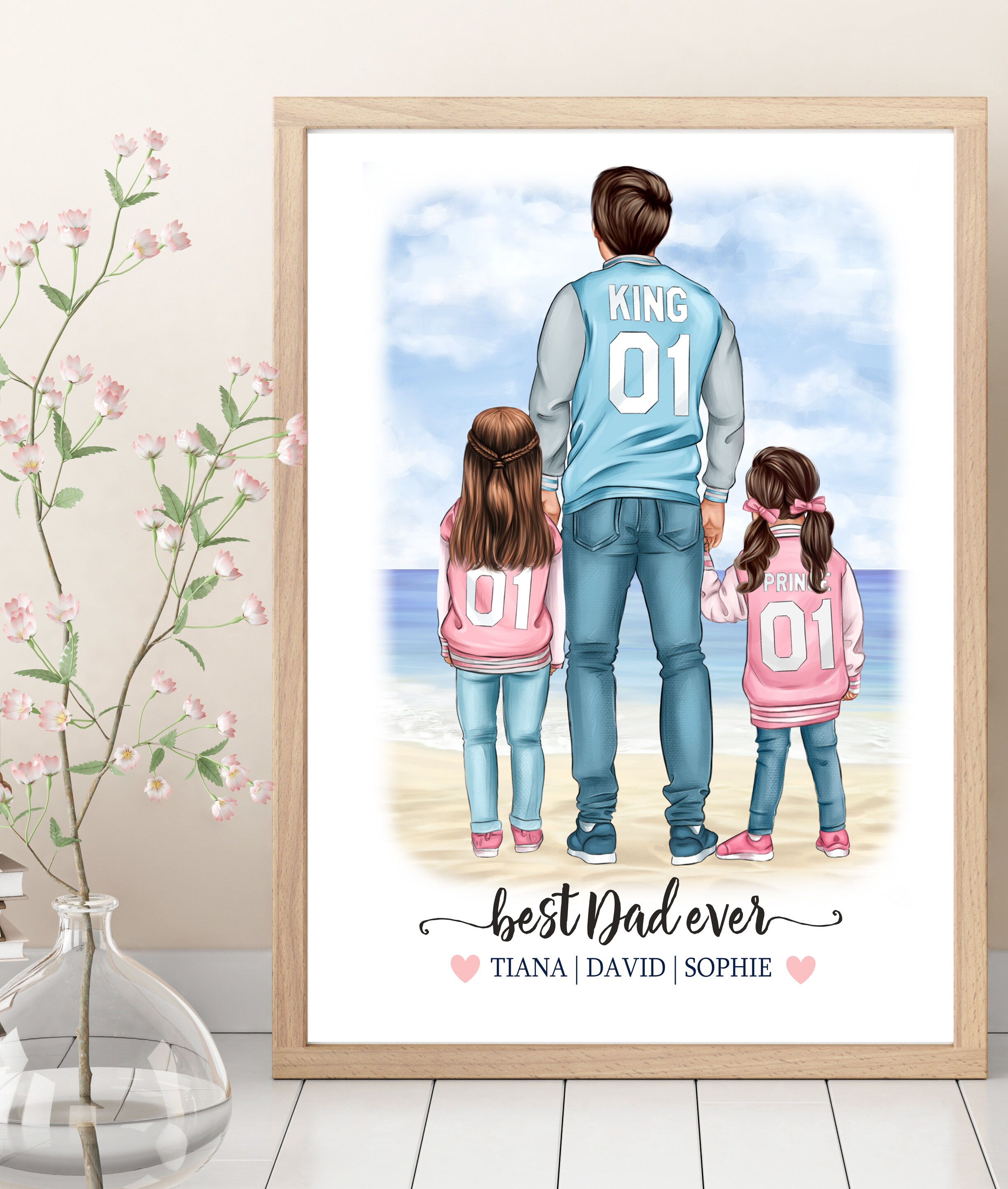 Personalized Fathers Day Gift for Dad, Father and Kids Wall Art ...