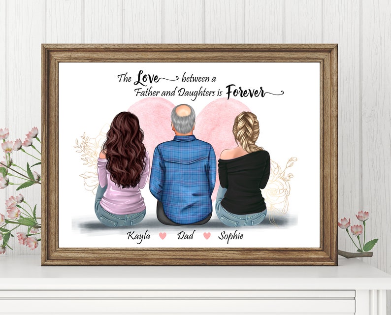 Personalized Fathers Day Gift for Dad, Father and Kids Daughters Wall ...