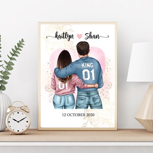 Personalised Couple Print, Couples Gift, Gift for Her, Boyfriend Print, Customised Couple Gift, , Anniversary Gift, Valentine day gift