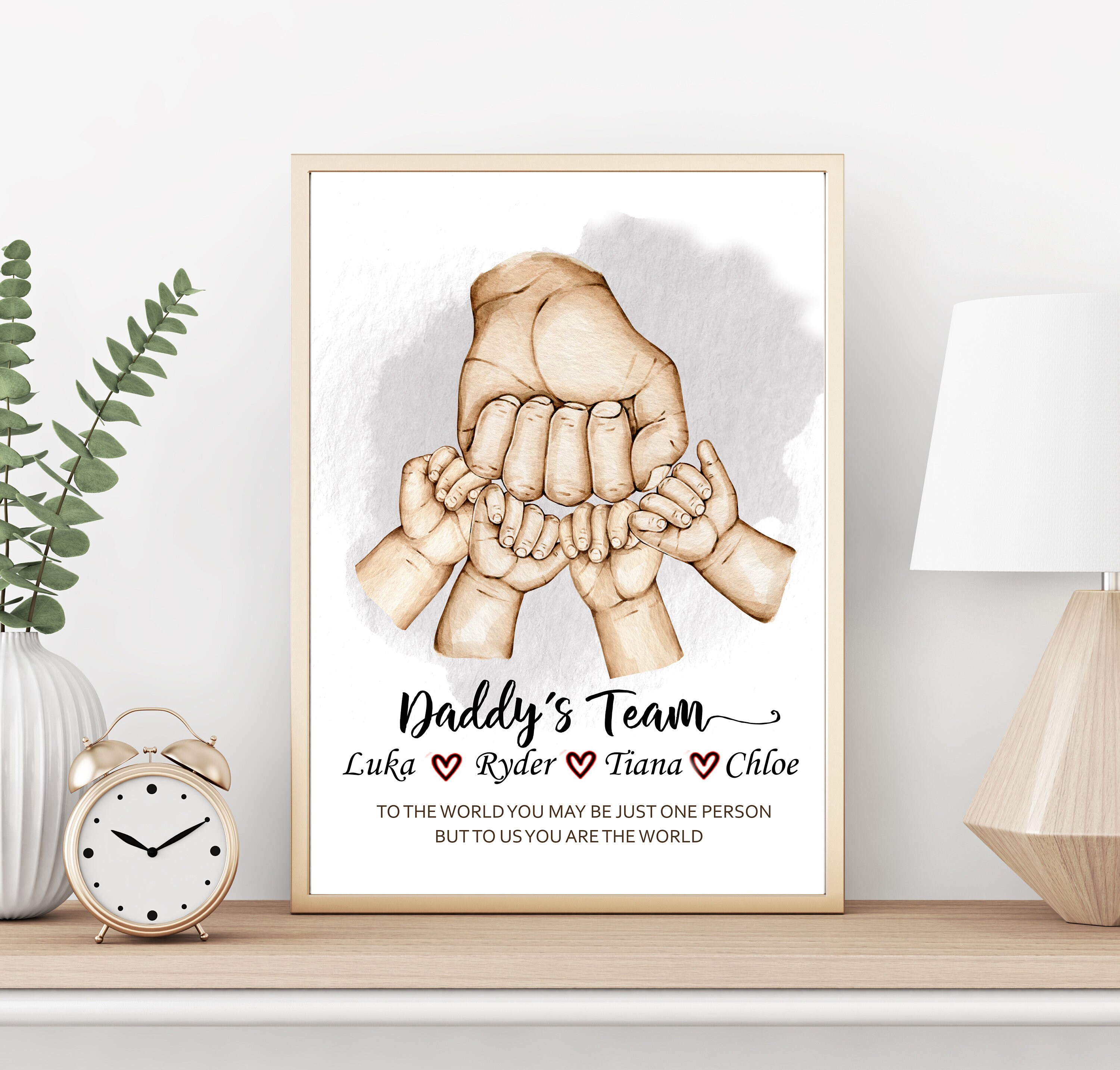 Personalized Fathers Day Gift for Dad, Father and Kids Wall Art ...