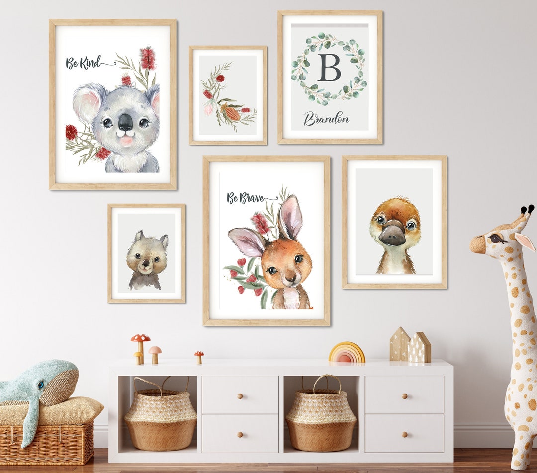 Unisex Nursery Decor. Australian Animal Wall Art. Set of Six Nursery ...