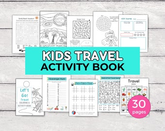 Printable Travel Games, Kids Travel Bingo, Kids Activity Pack, Tic Tac Toe, Scavenger Hunt, Kids Activity Book, Travel Journal