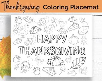 Thanksgiving Coloring Placemats, Printable Placemats, Kids Placemats, Coloring Placemats, Thanksgiving activities, Digital download