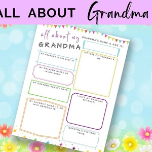 Alles über Oma zum Ausdrucken, Oma-Interview, Oma-Geschenk, zum Ausfüllen, Muttertagsgeschenk, Sofort Download