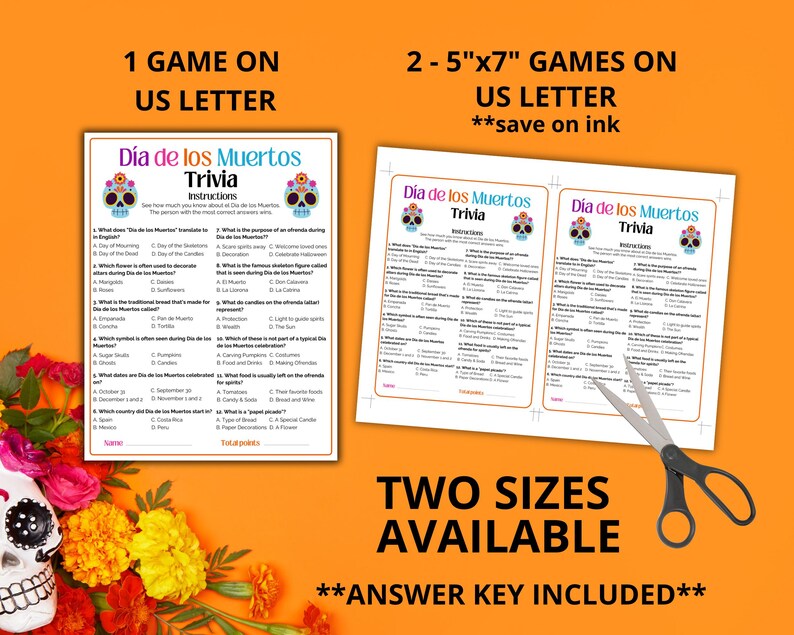 Dia De Los Muertos Trivia Game, Printable Games for Teachers, Mexican ...