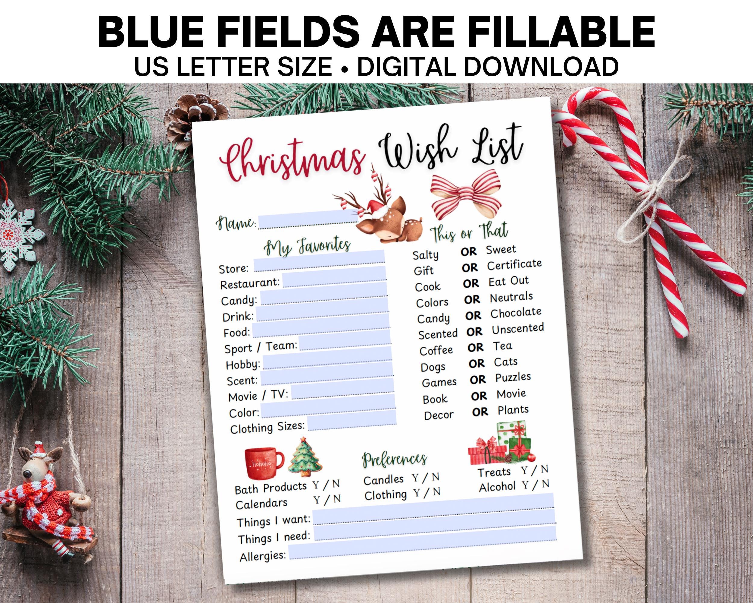 Christmas Wish List, Coworker Secret Santa Questions Printable, Secret ...
