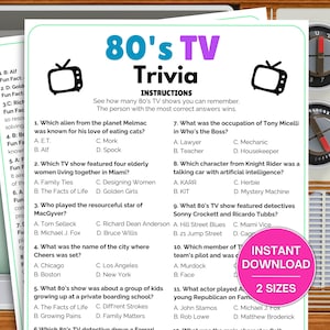 80's Trivia Game, Printable Decades Trivia, 80s Nostalgia, Pop Culture ...