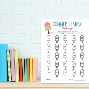One page Summer Reading log tracker with popsicles. Color in a popsicle for every 10 minutes reading.
