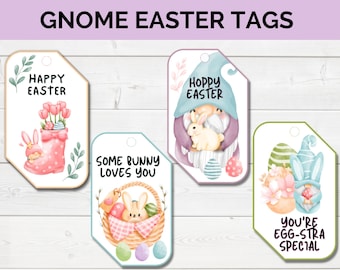 Gnome Easter Basket Tag, Easter Favor Tags, Printable Easter Tag, Easter Gift Tags, Easter Gnome