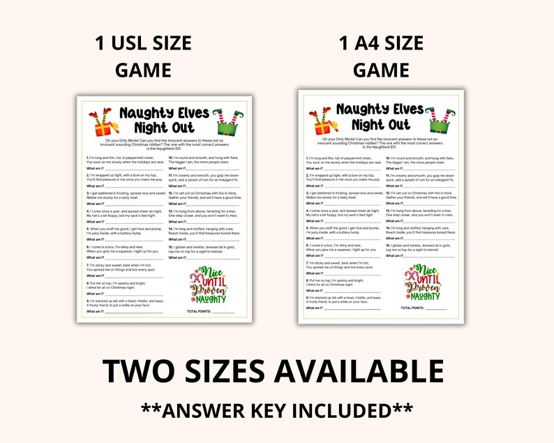 Dirty Minds Christmas Game, Adult Christmas Game, Ladies Night Games