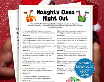 Dirty Minds Christmas Game, Adult Christmas Game, Ladies Night Games, Adult Party Games, Naughty Christmas Riddles, Trivia Game, Friendsmas