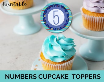 Number Cupcake Toppers, Printable Cake Toppers,  Cupcake Toppers, Number Toppers, Birthday Party, Instant Download